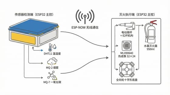 老旧小区楼梯间智能消防灭火装置 - 系统架构图