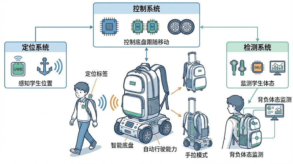 基于 UWB 定位的智能自动跟随书包 过程照片 3